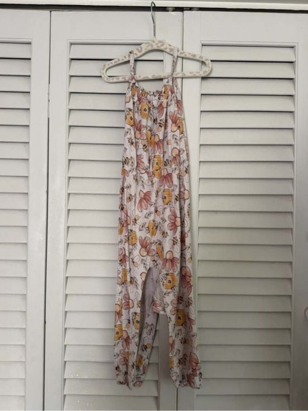 Little snuggles 2T bamboo Floral honey bee Spaghetti-Strap Jumpsuit